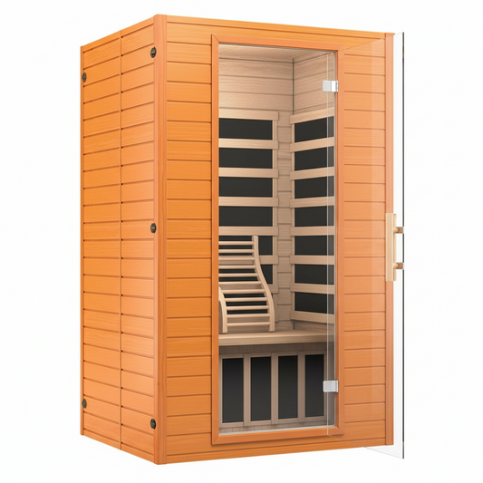 Far Infrared Sauna for Home, Home Indoor Infrared Sauna for 2-Person, Canadian Hemlock Wood Sauna Room with Low Emf Red Light Therapy, 9 Chromotherapy Lights, Bluetooth Speakers